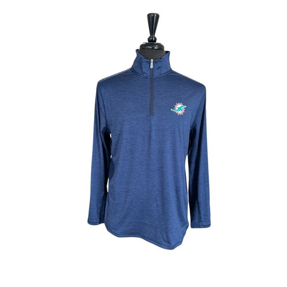 Tommy Bahama S NFL Apparel Miami Dolphins Blue Islandzone 1/4 zip Pullover NWT - Picture 1 of 8